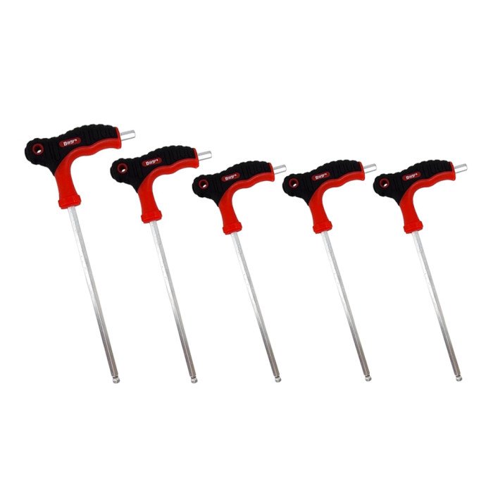 Kit 5 Chaves Allen com Cabo e Ponta Bola – Aço Carbono