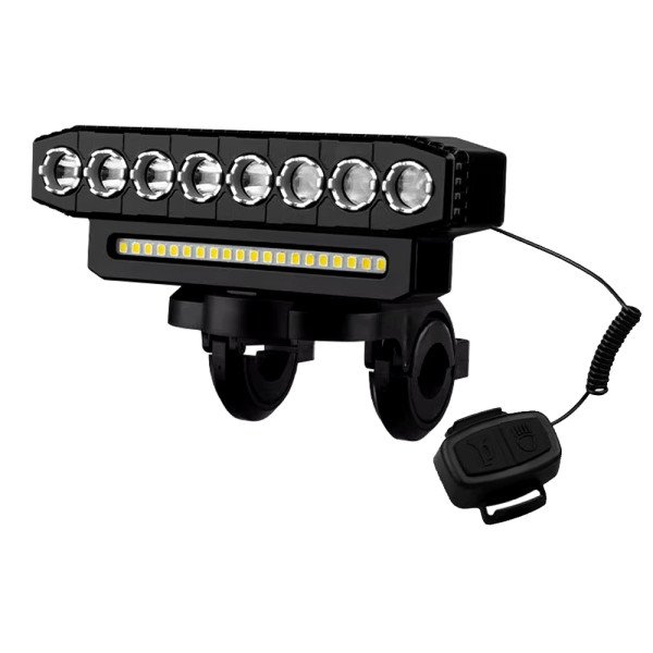 Farol para Bike 8 LEDs XP-G3 + Buzina 130dB 18.000lm