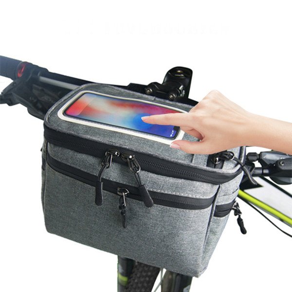 Bolsa de Guidão Impermeável para Bike - Cinza - 4L Armazenamento