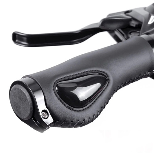 Manopla de Bike Premium Couro com Gel de Silicone Antishock