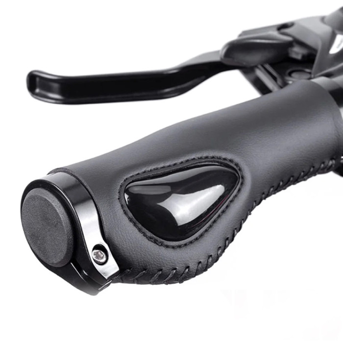 Manopla de Bike Premium Couro com Gel de Silicone Antishock