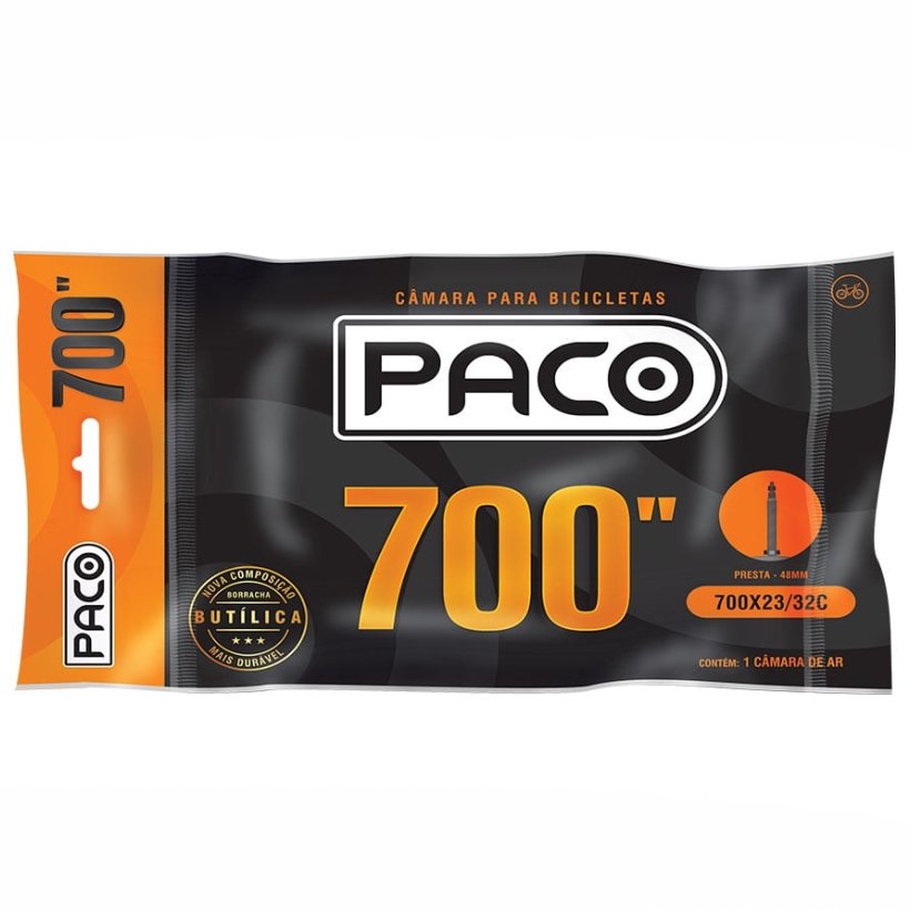 Par de Câmara de ar Aro 700 x 23 32C Butílica Presta 48mm Par de Câmara de ar Aro 700 x 23 32C Butílica Presta 48mm